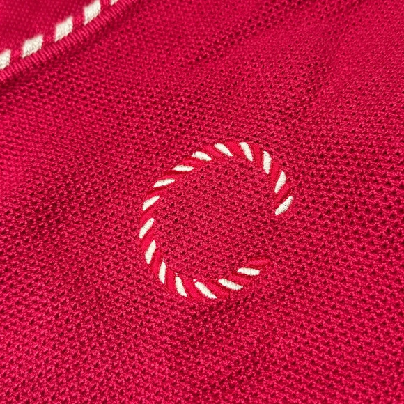 Vintage 80s Celine Candycane Xmas Monogram Red Cardigan Sweater Womens Medium - Picture 4 of 12